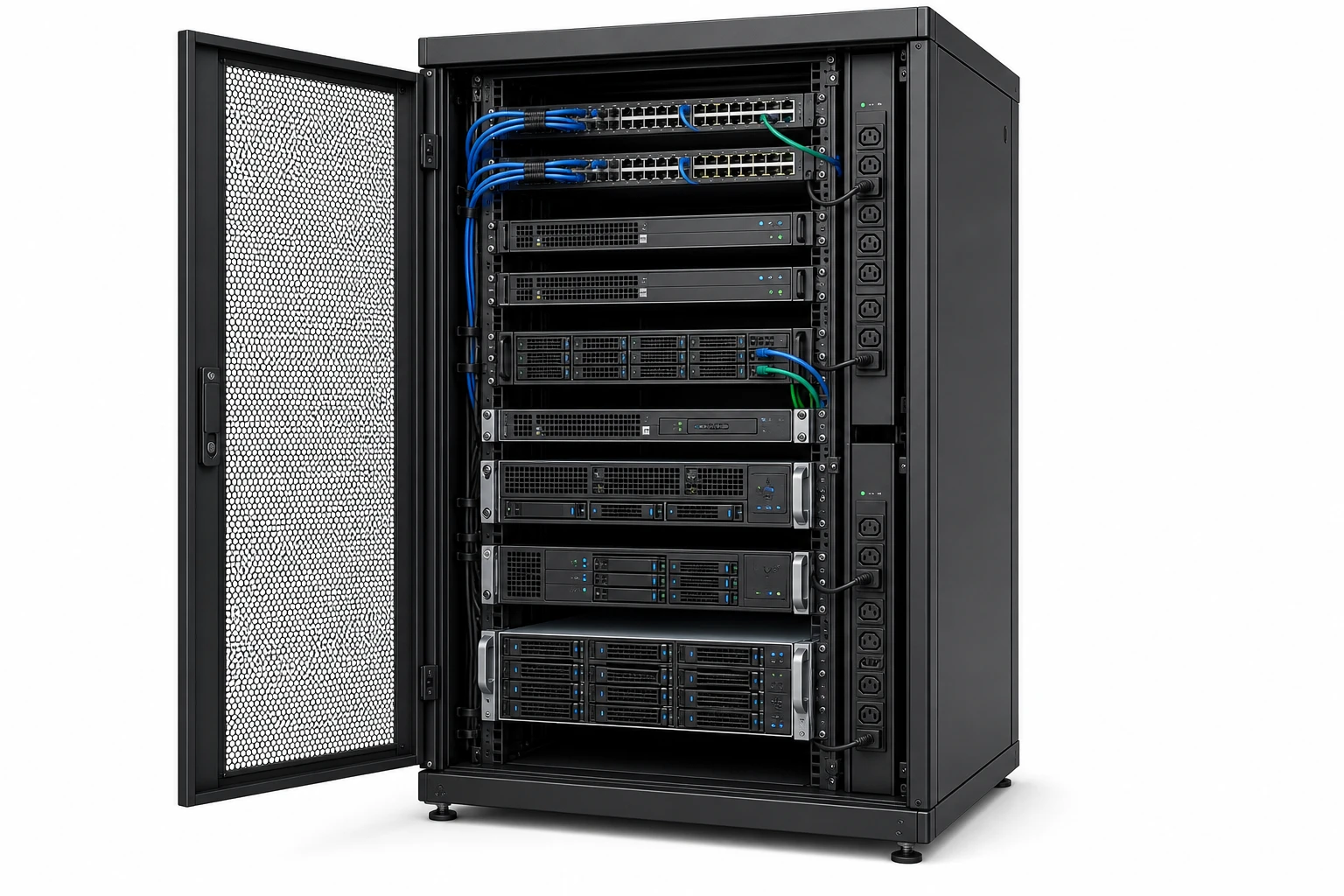 Ảnh minh họa dịch vụ thuê chỗ đặt máy chủ, rack data center, server vật lý hiện đại